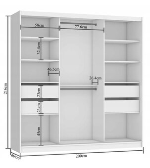 Szafa przesuwna z lustrem SZUFLADY 200cm - 4