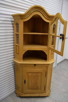 witryna narożna z drewna dębowego - jak nowa - 4