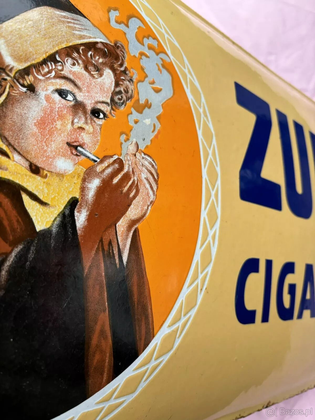 Szyld emaliowany, oryginał ZUBAN CIGARETTES, format poziomy - 5