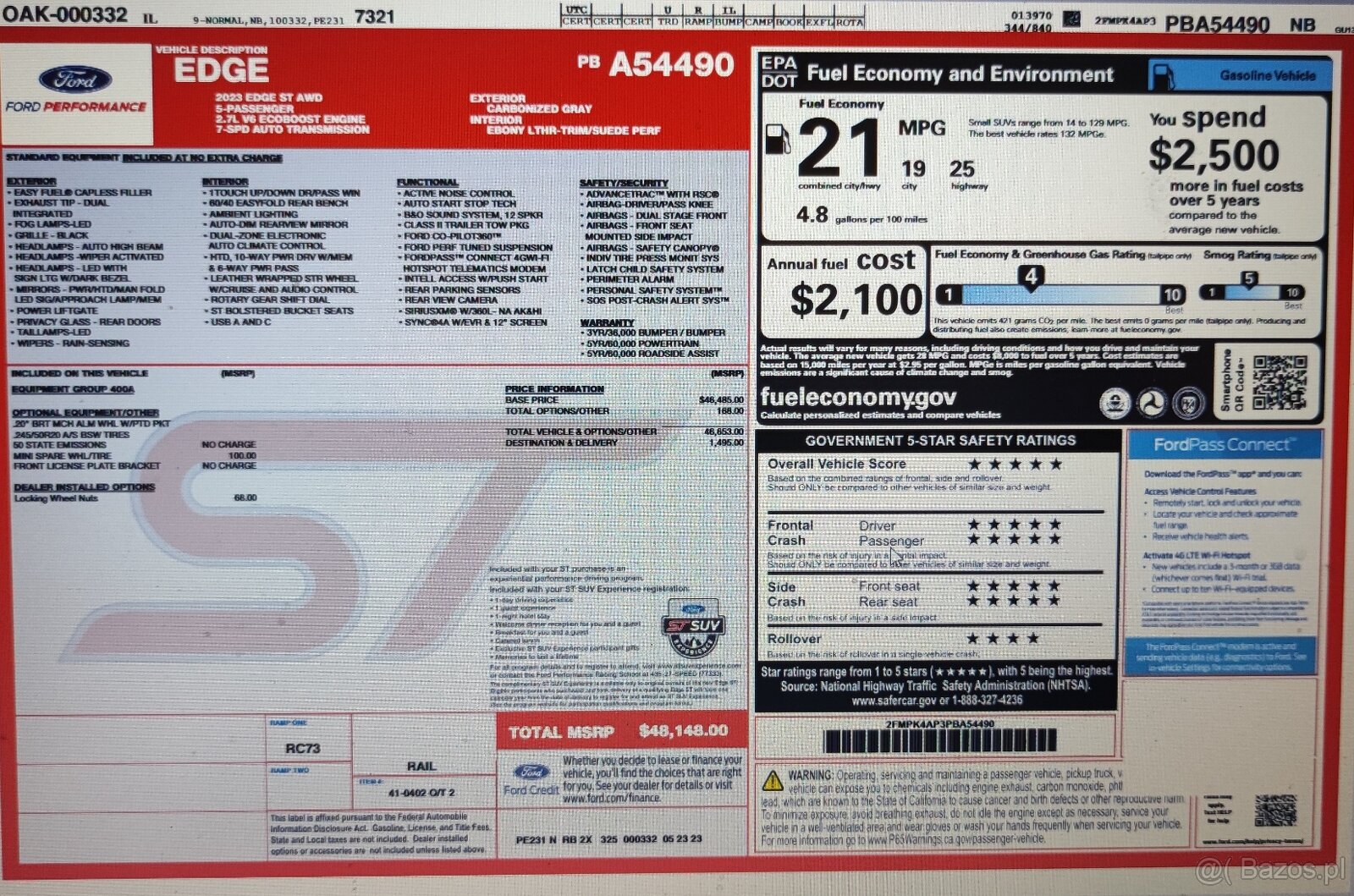 Ford Edge ST ;2023r, 2.7L, V6, 340KM, 515nM, Biturbo - 5