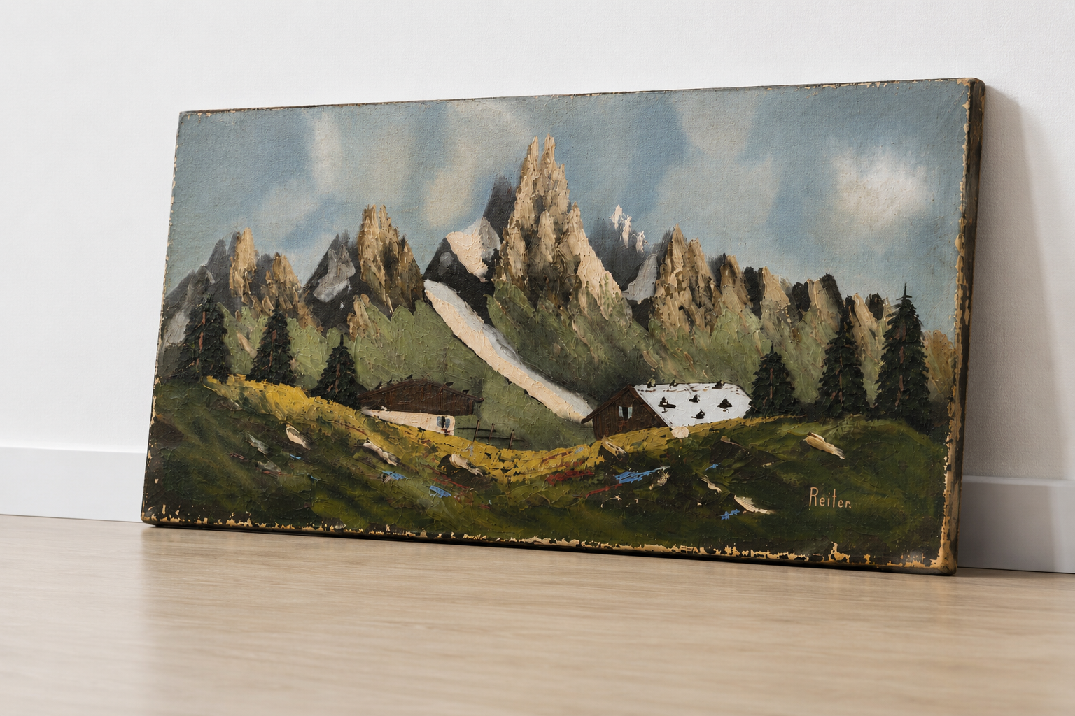 Obraz olejny Reiter – krajobraz górski – ok. 1970 r. – 80 × - 5