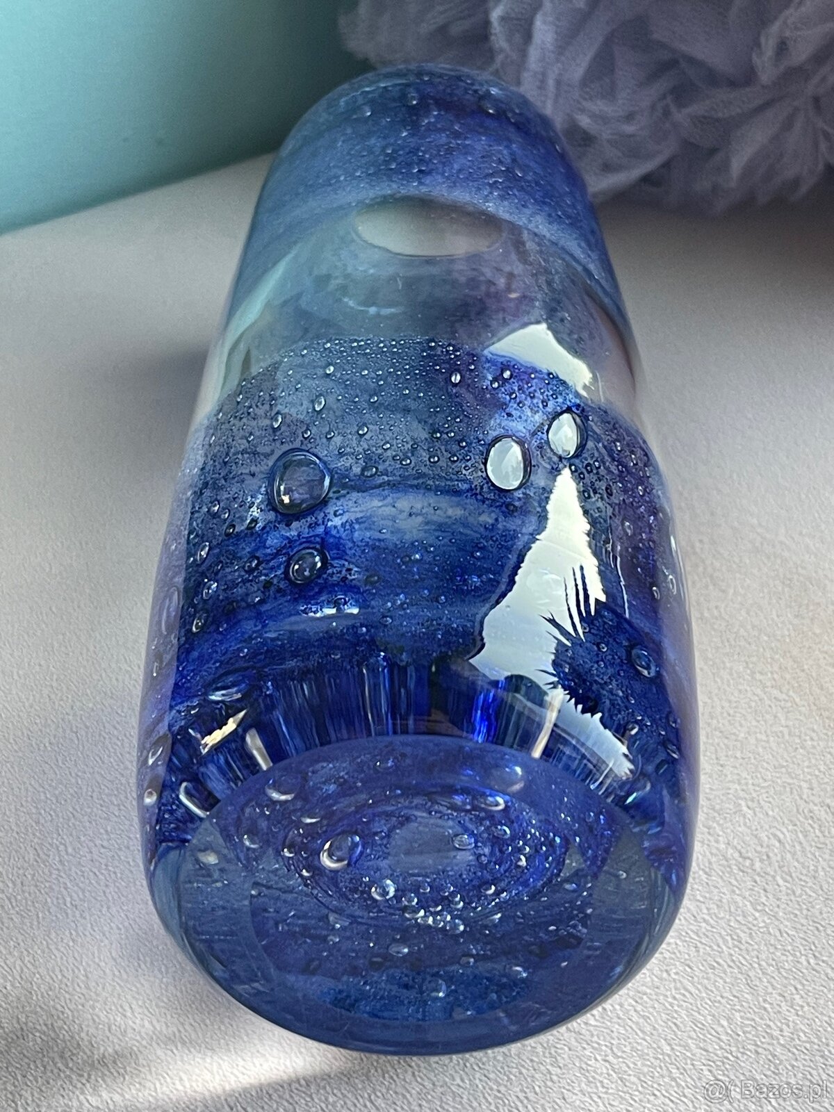 SZKŁO ARTYSTYCZNE - NIEBIESKI WAZON PULEGOSO - 5