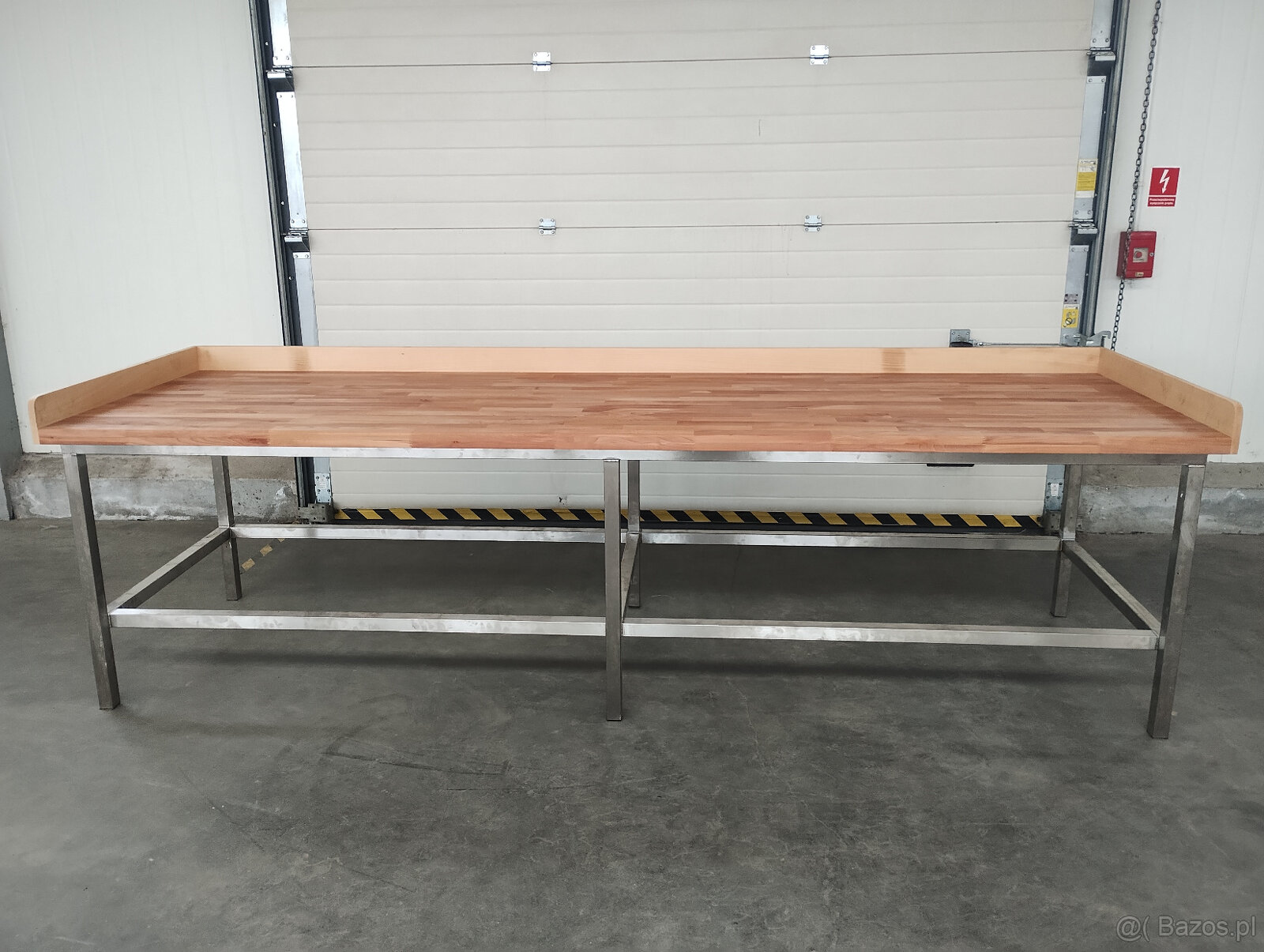 Stół z baletm drewnianym, bukowym, nierdzewny, - 5