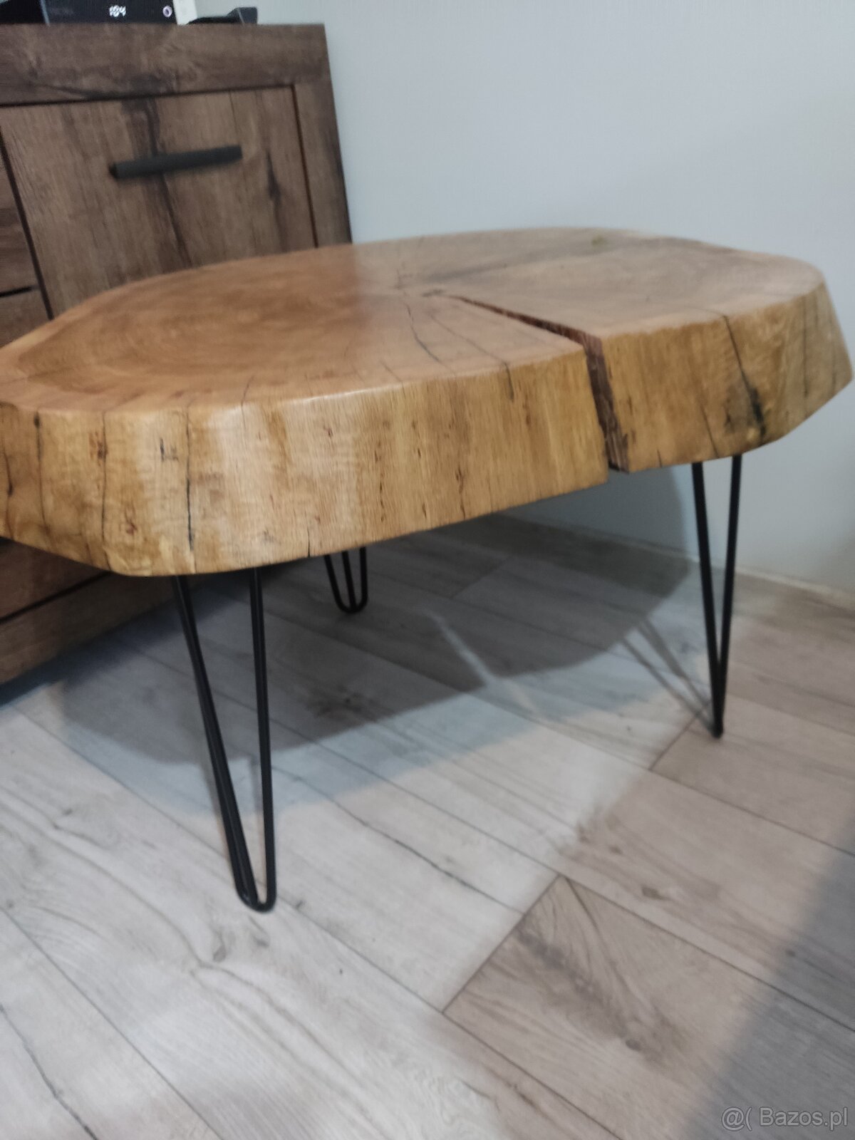 Stolik kawowy z plastra dębu - 5