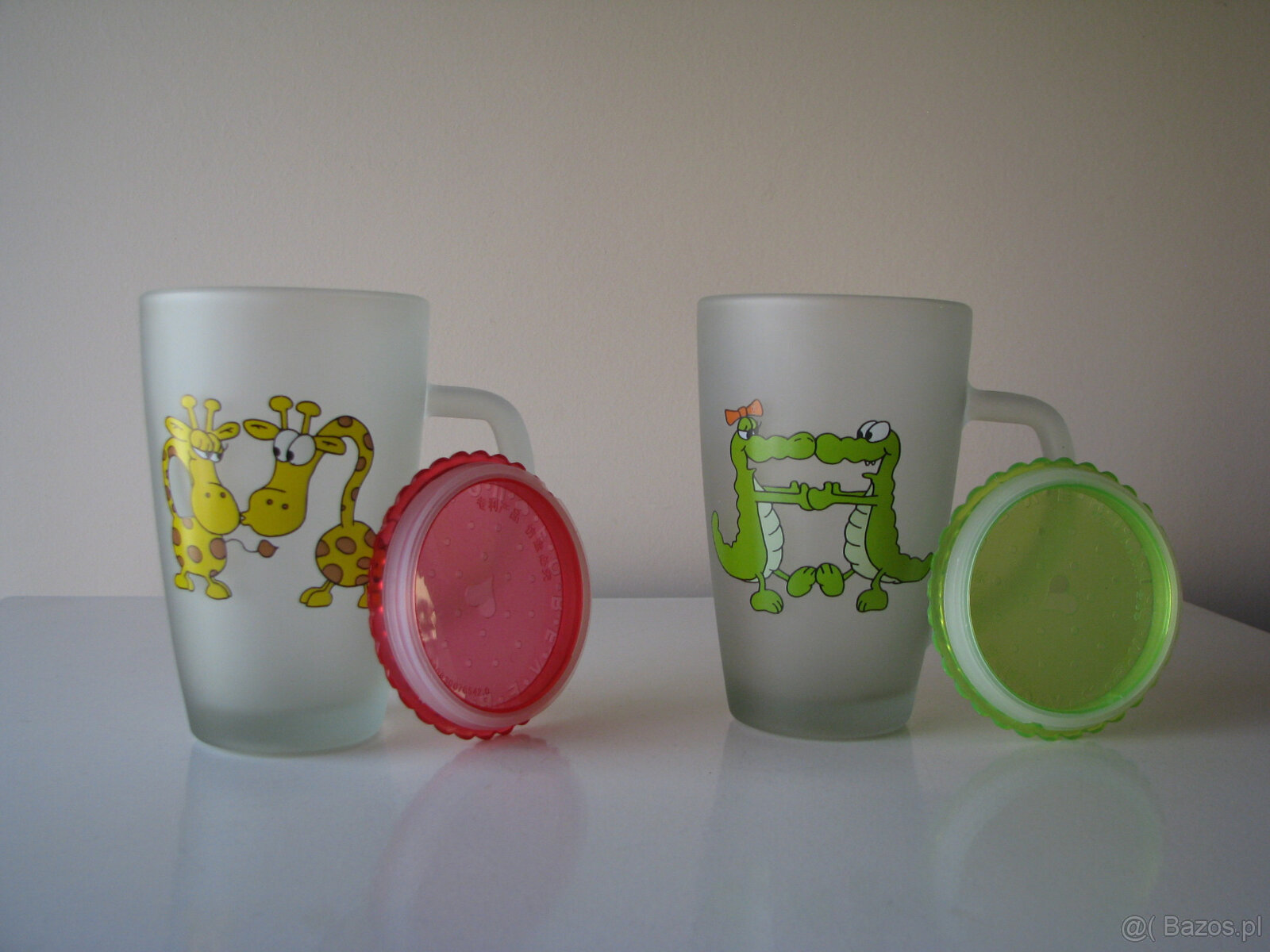 Zakochane szklanki, kubki ze szronionego szkła z pokrywką - 5