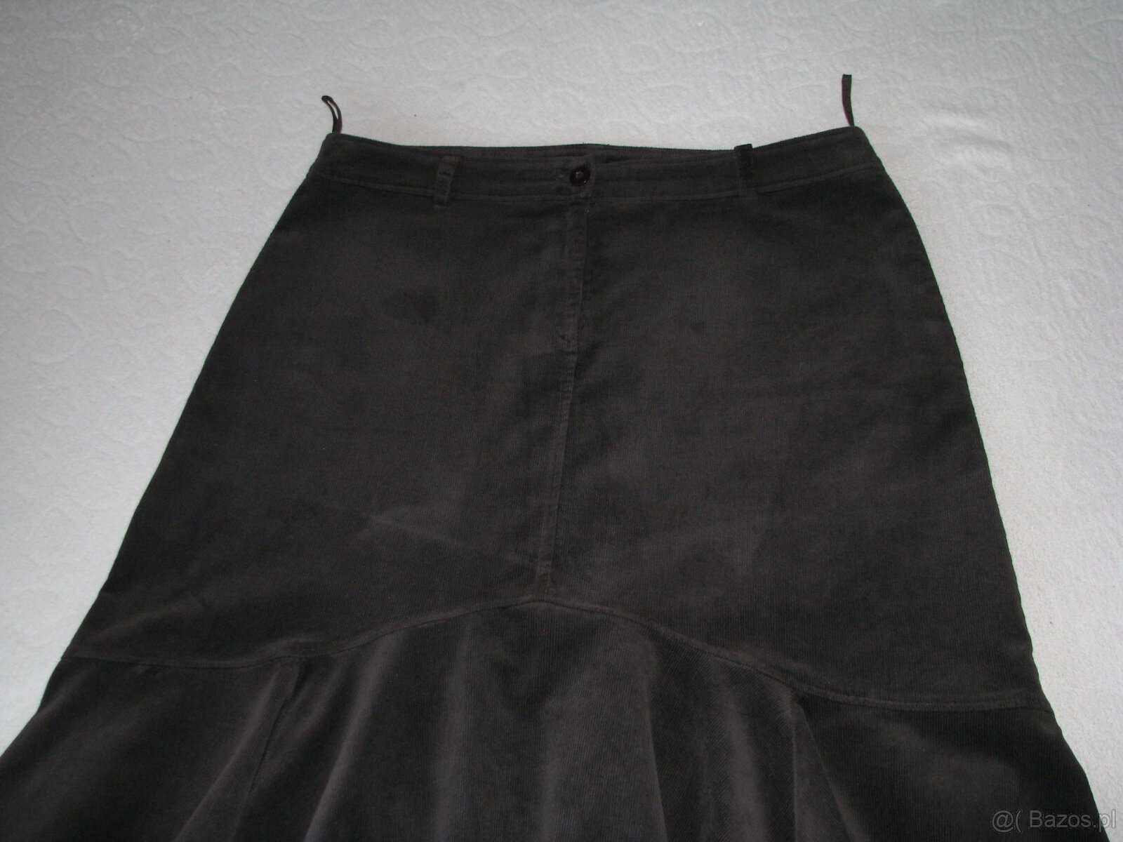 Sztruksowa spódnica z kloszem, kloszowana, brąz, rozm. 44 - 5