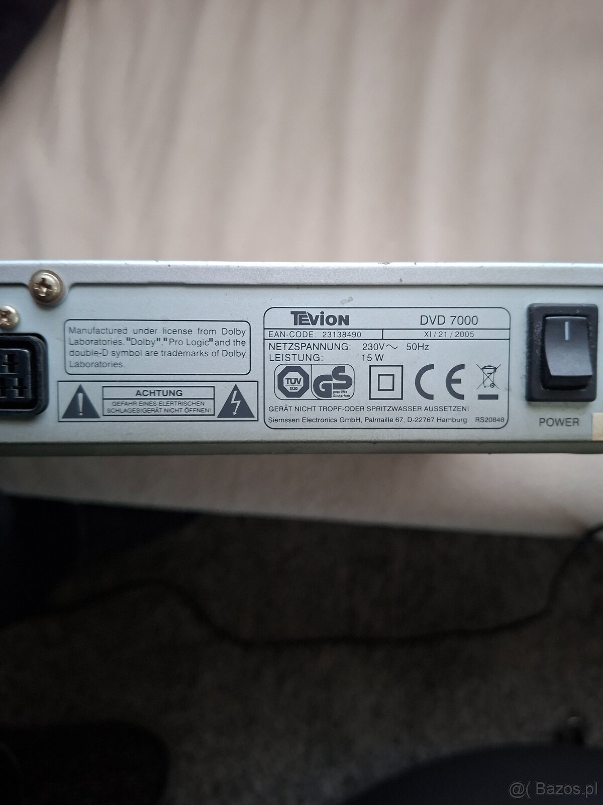 Odtwarzacz DVD Tevion DVD 7000 Srebrny Odtwarza każdą płytę, - 5