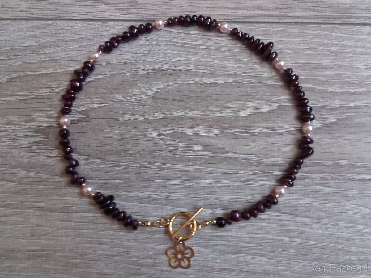 Naszyjnik granaty perły swarovski - 5