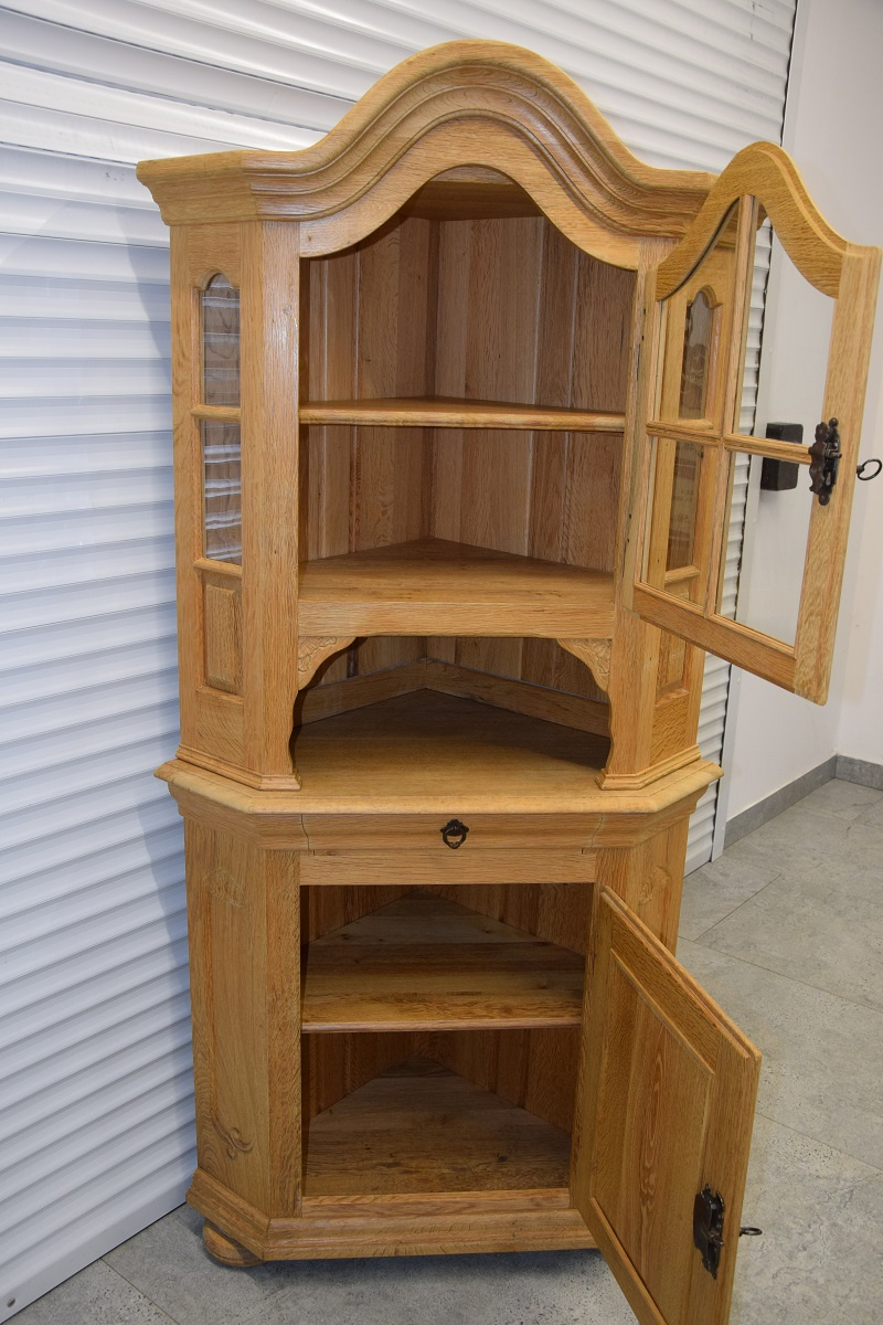 witryna narożna z drewna dębowego - jak nowa - 5