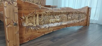 Drewniane lôžko z motiwem mysliwskim 180×200cm - 5