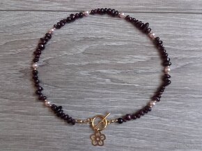 Naszyjnik granaty perły swarovski - 5