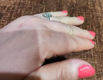 Pierścionek białe kryształki - 5