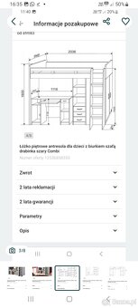 Łóżko pietrowe z biurkiem, szafą - 5
