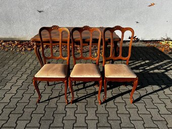 Rozkładany stół z krzesłami w stylu ludwika - 5