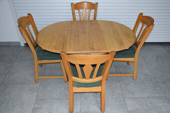 stół rozkładany i 4 krzesła - cały komplet z drewna dębowego - 5