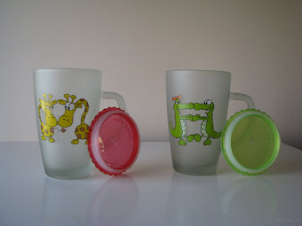 Zakochane szklanki, kubki ze szronionego szkła z pokrywką - 5