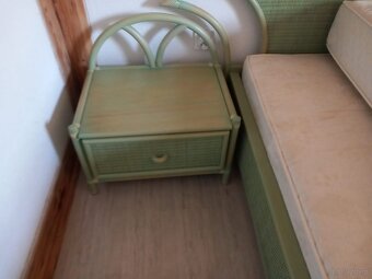 łóżko 2-osobowe rattanowe (akwamaryny wenecka)+ sofa kwiatow - 5