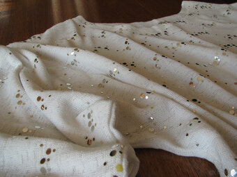 Luźny, biały sweterek, bluzka z cekinkami,  L / XL - 5