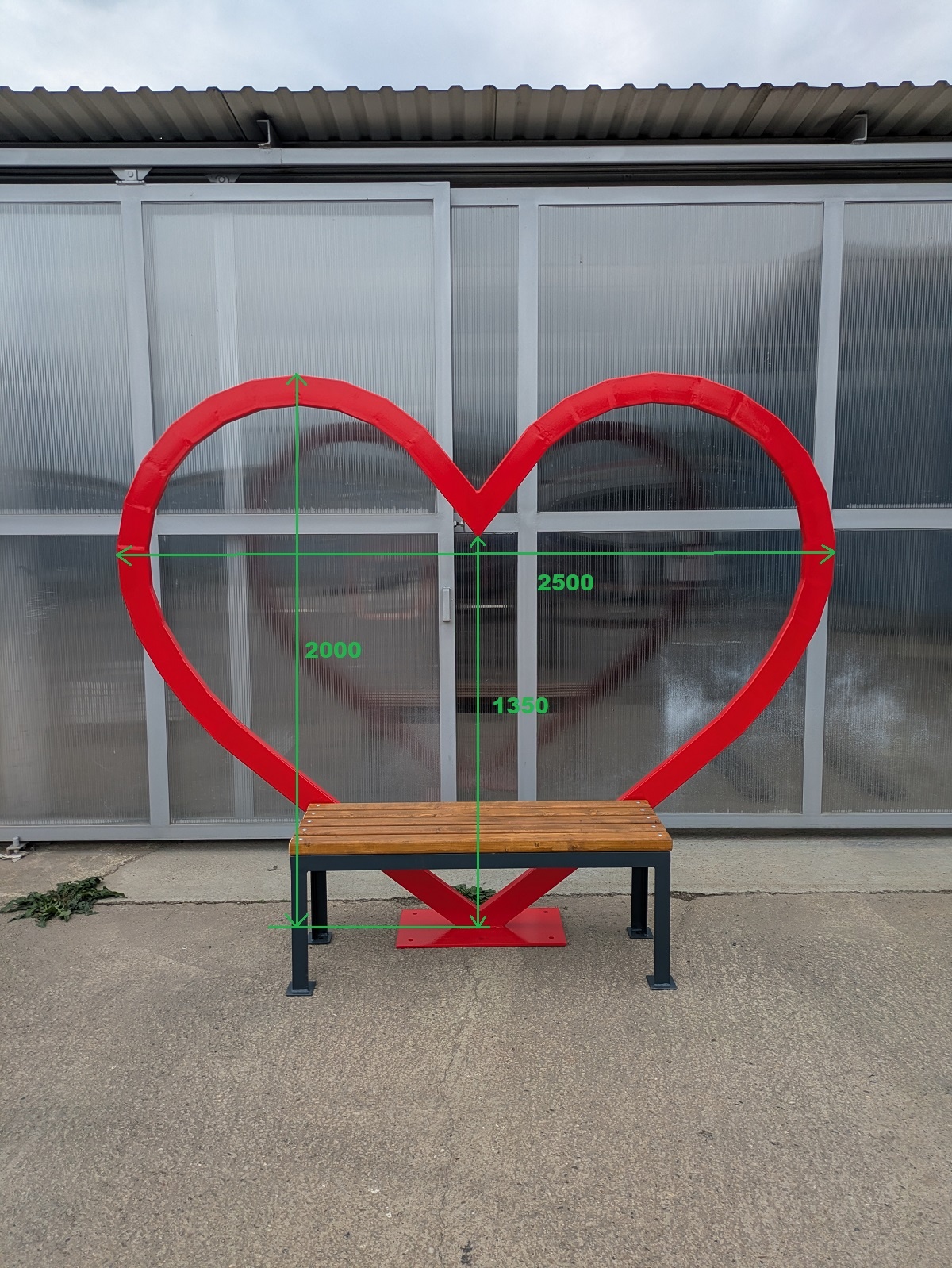 ❤️ Metalowe serce z ławką – fotopunkt / dekoracja JKL 100x50 - 6