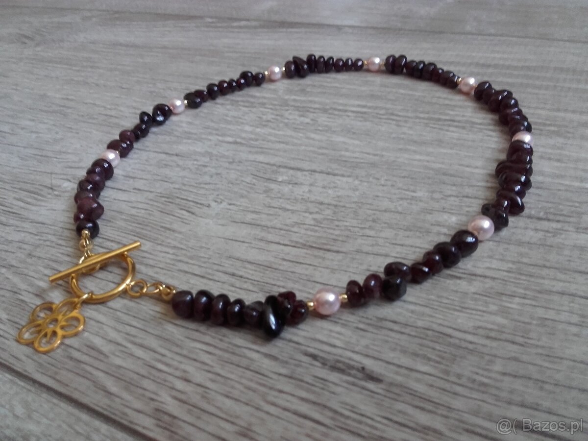 Naszyjnik granaty perły swarovski - 6