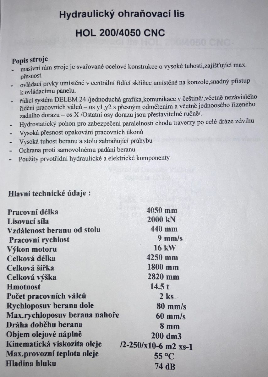Prasa krawędziowa HOL 200/4050 - 6