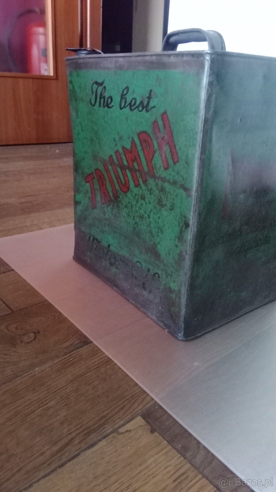 Unikátní 5-galonová plechovka TRIUMPH MOTOR OIL (30. léta, Č - 6