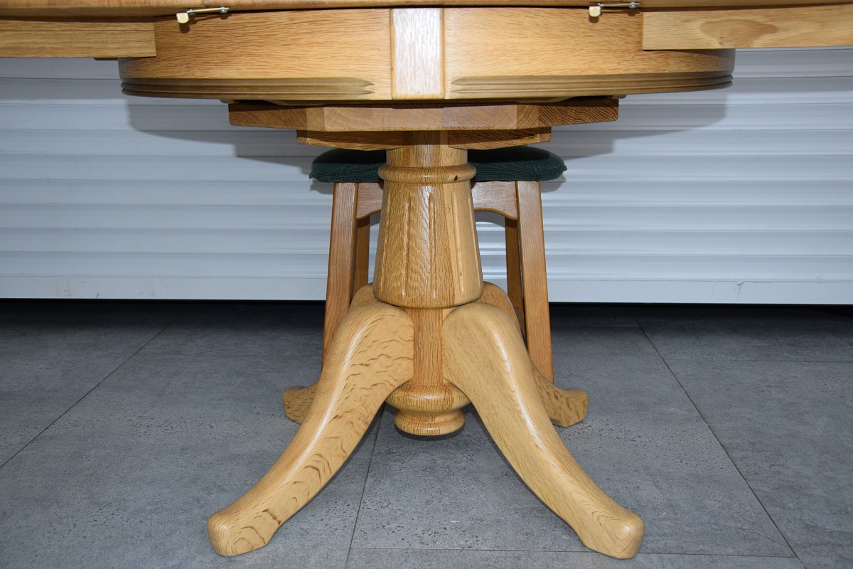 stół rozkładany i 4 krzesła - cały komplet z drewna dębowego - 6