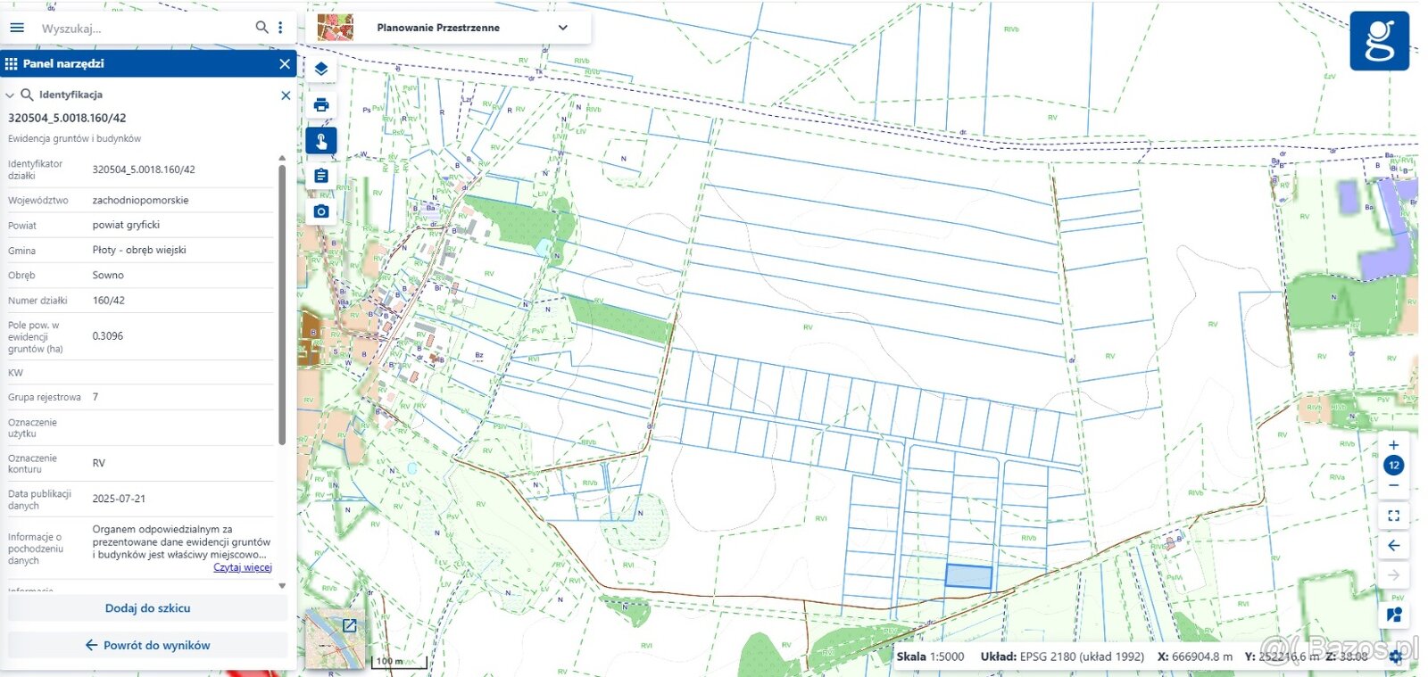Działka budowlana 72-310 Sowno Zachodniopomorskie = 3096 m2 - 6