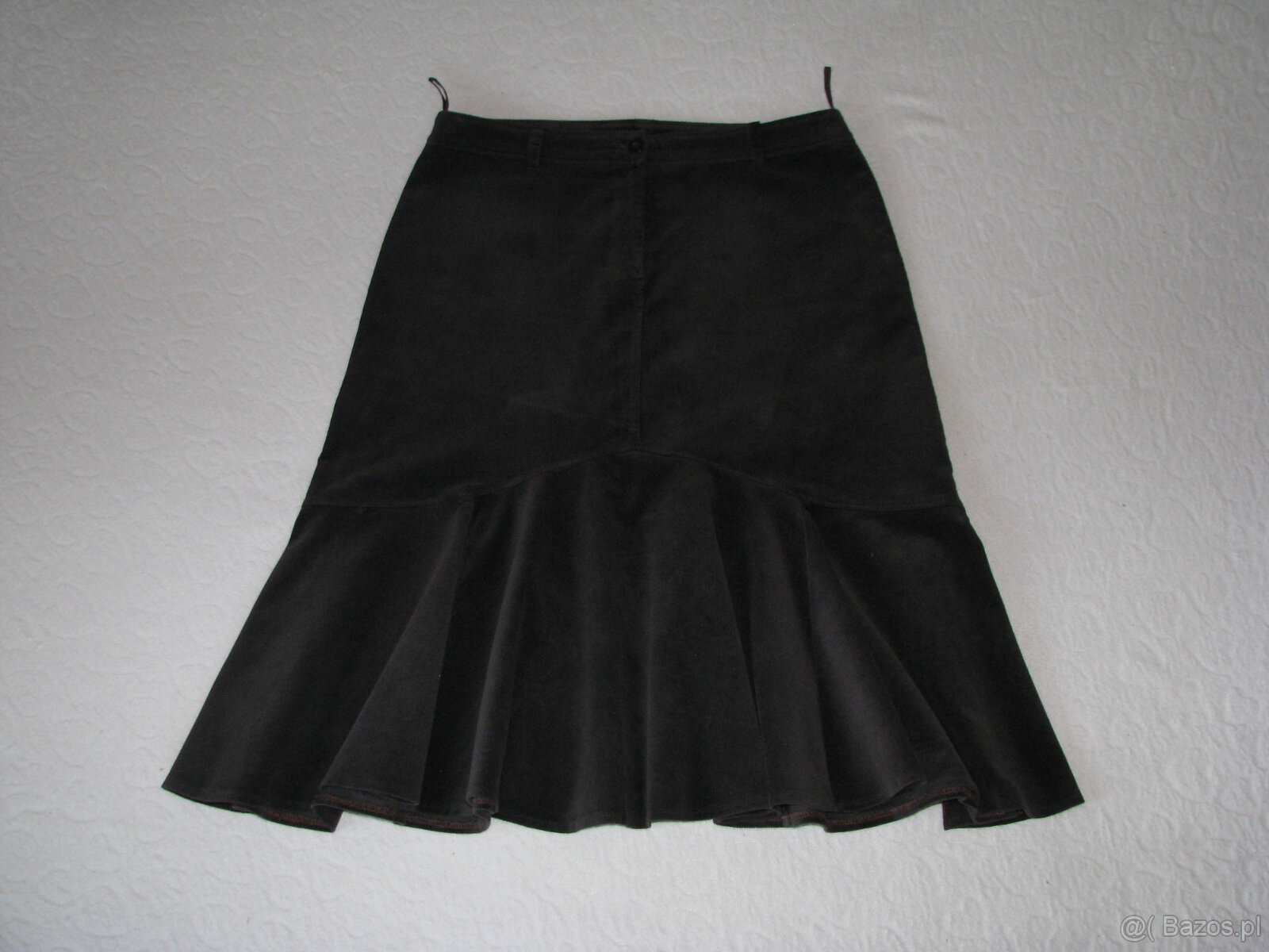 Sztruksowa spódnica z kloszem, kloszowana, brąz, rozm. 44 - 6