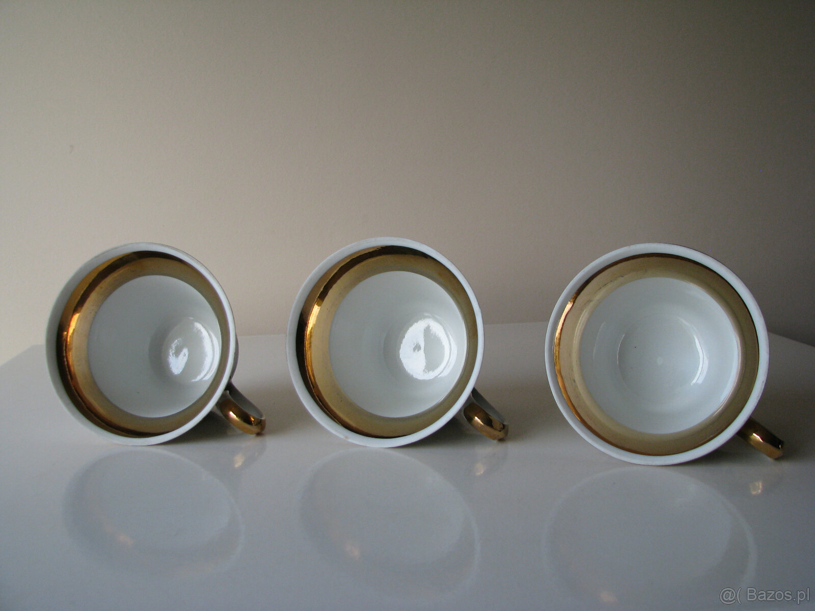 Piękne porcelanowe filiżanki karciane ze złoceniami Ćmielów - 6