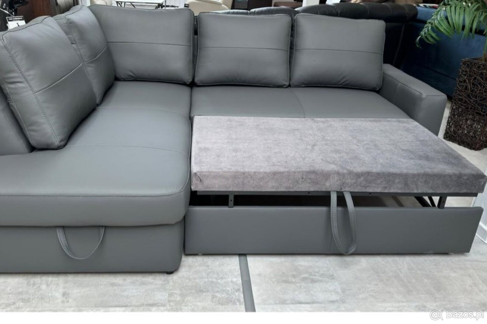 Narożnik Moder -20% skóra 100%, pojemnik + spanie - 6