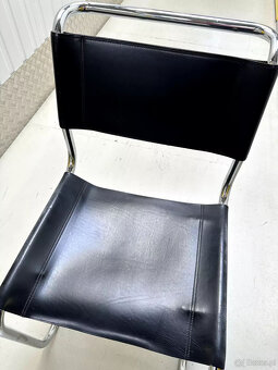 7 x Thonet S33 Cantilever Chair Bauhaus Classic Leather Blac - 6