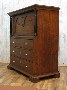 Stary sekretarzyk dębowy biedermeier oryginał - 6
