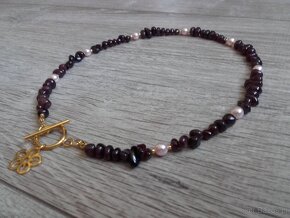 Naszyjnik granaty perły swarovski - 6