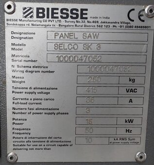 Piła panelowa BIESSE SELCO SEKTOR 350 – 3800 × 3800 - mało u - 6