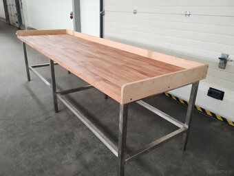 Stół z baletm drewnianym, bukowym, nierdzewny, - 6