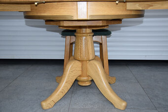 stół rozkładany i 4 krzesła - cały komplet z drewna dębowego - 6