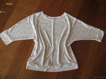 Luźny, biały sweterek, bluzka z cekinkami,  L / XL - 6