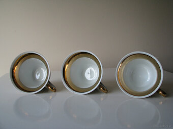 Piękne porcelanowe filiżanki karciane ze złoceniami Ćmielów - 6