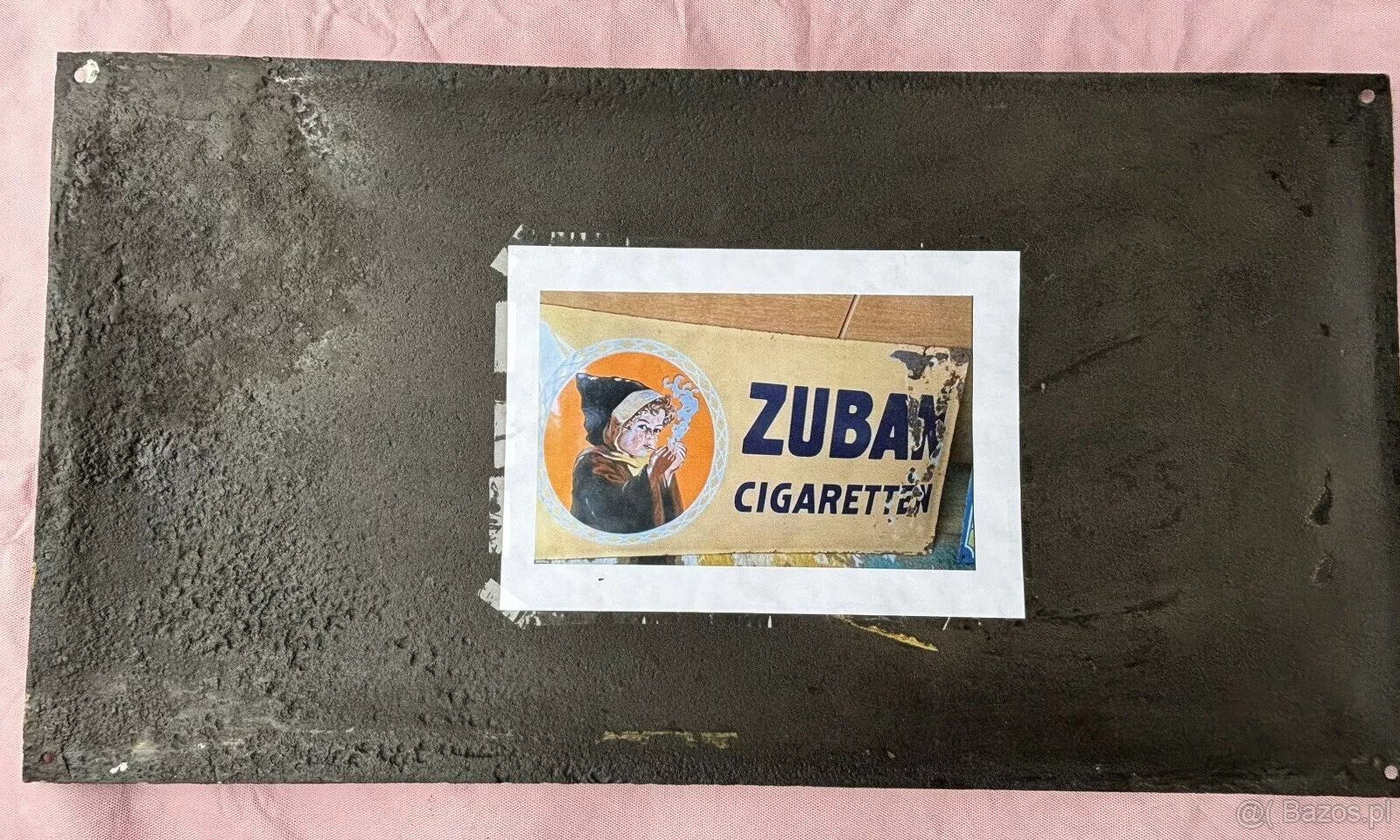 Szyld emaliowany, oryginał ZUBAN CIGARETTES, format poziomy - 7