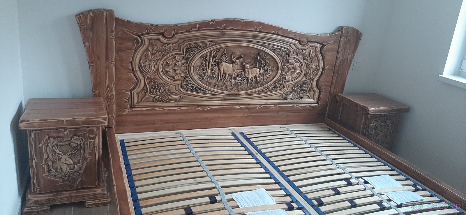 Drewniane lôžko z motiwem mysliwskim 180×200cm - 7