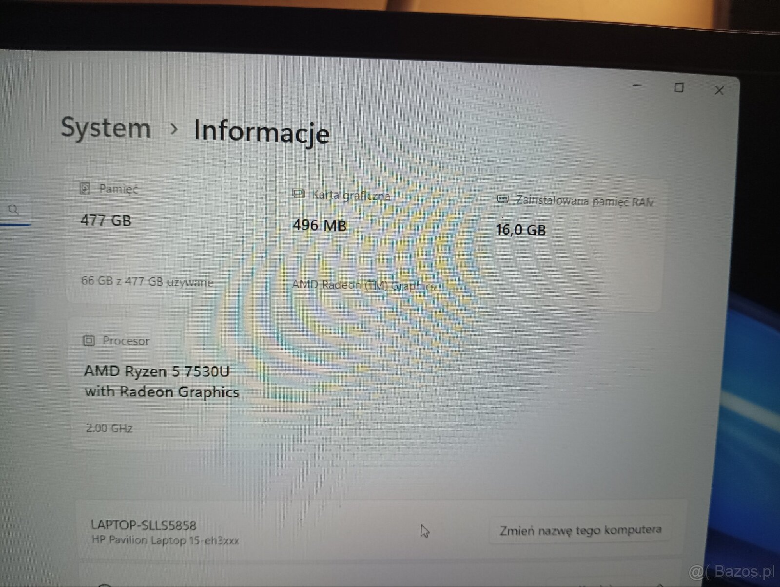 Sprzedam Laptop hp pavilion Windows 11 Home pamięć RAM 16 - 7