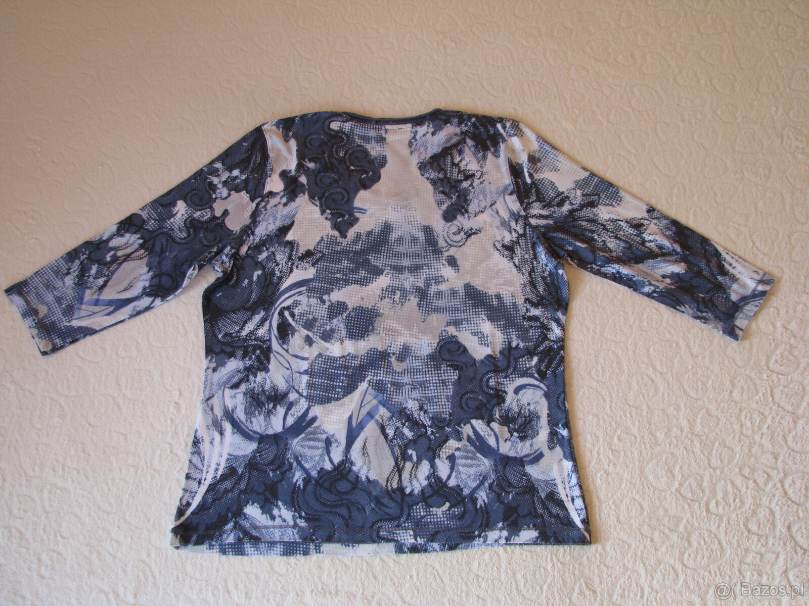 Bluzka z rękawem 3/4, rozm. L, niebiesko-biała z cyrkoniami, - 7