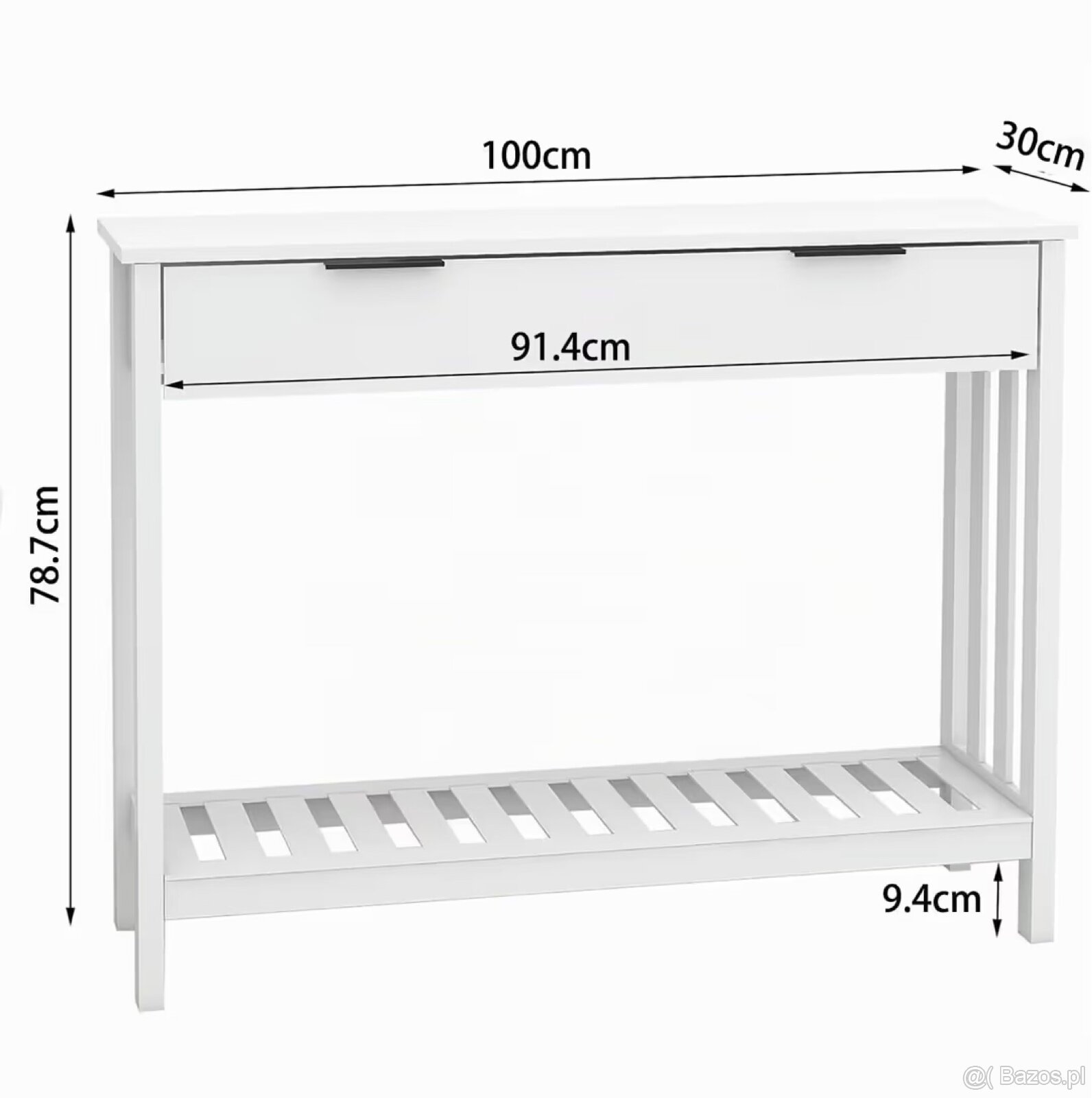 Nowa Konsola Stolik Konsolowy Biały 100cm Do Przedpokoju - 7