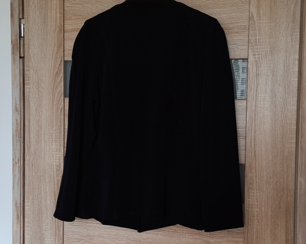 Marynarka, żakiet, czarny, jednostronna biała klapa - super - 7