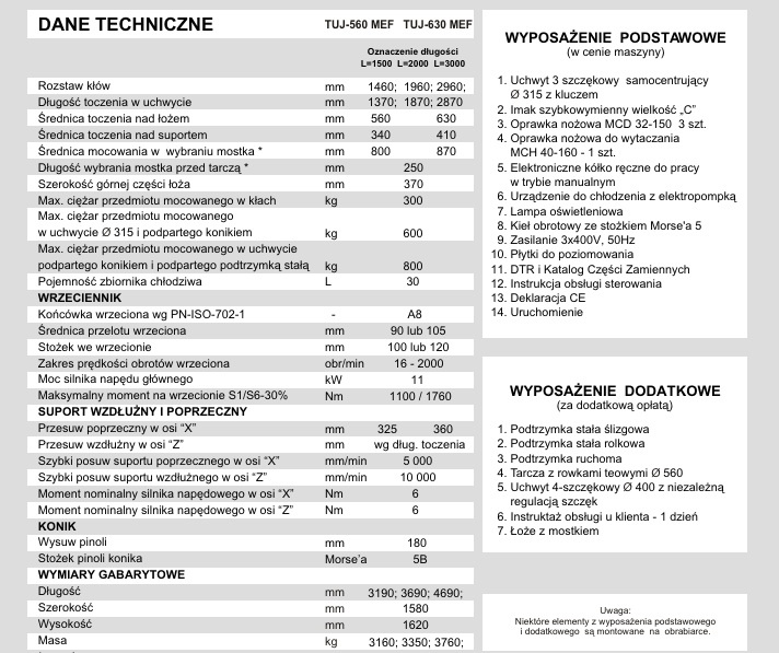 Tokarka CNC TUJ 560/630 MEF Polski Producent FMT - 7