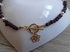 Naszyjnik granaty perły swarovski - 7