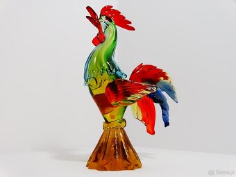 Figurka ze szkła Murano przedstawiająca koguta w dynamicznej - 7