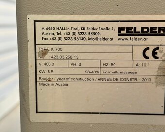Piła formatowa FELDER K 700 | bez podcinaka | 2013 - 7