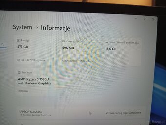 Sprzedam Laptop hp pavilion Windows 11 Home pamięć RAM 16 - 7